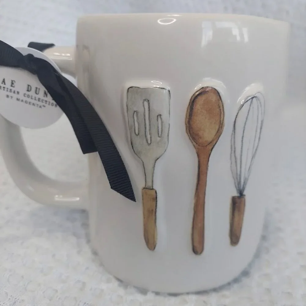 Rae Dunn YES‎ CHEF Utensil Mug Spatula Spoon Whisk Farmhouse Kitchen Decor NEW